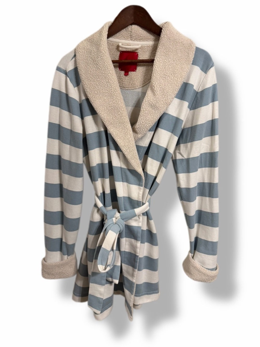 Victoria’s Secret Blue White Stripe Sherpa Collar Robe Size Large